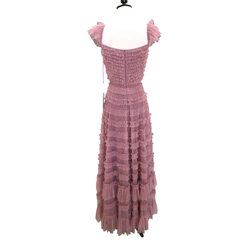 Mac Duggal Formal Pink Antique Rose Ruffle Tulle Evening Gown 8052 Maxi Dress 2 - Picture 11 of 13
